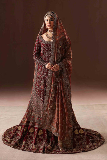 Maroon and Antique gold farshi gharara set - BRIDAL